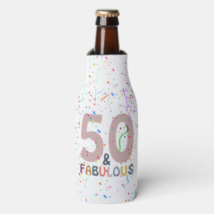 50 & Fabulous Pink Confetti Birthday Celebration Bottle Cooler