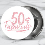 50 & Fabulous Pink Glitter 50th Birthday Sparkle 3 Cm Round Badge<br><div class="desc">50 & Fabulous Pink Glitter 50th Birthday Sparkle Buttons features the modern text design "50 & Fabulous" in pink glitter calligraphy script. Perfect for a 50th birthday party or celebration.</div>