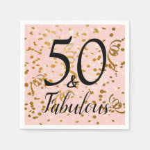 50 & Fabulous Pink Gold Confetti Birthday Party