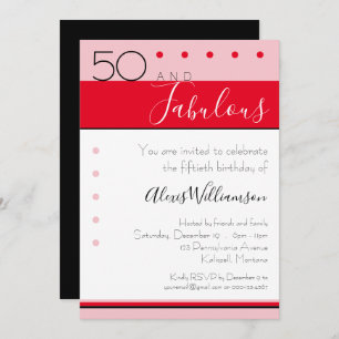 50 Fabulous Pink Red Elegant Stripes Invitation