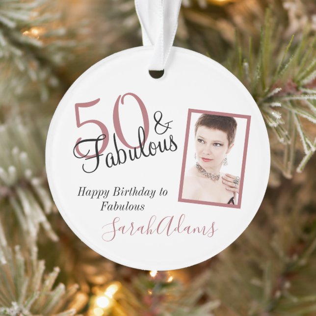 50 & Fabulous Pink Shade Birthday Acrylic Ornament (Tree)