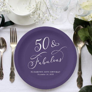 50 Fabulous Purple 50th Birthday Party Paper Plate