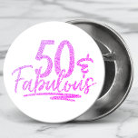 50 & Fabulous Purple Glitter 50th Birthday Sparkle 3 Cm Round Badge<br><div class="desc">50 & Fabulous Purple Glitter 50th Birthday Sparkle Buttons features the modern text design "50 & Fabulous" in purple glitter calligraphy script. Perfect for a 50th birthday party or celebration.</div>