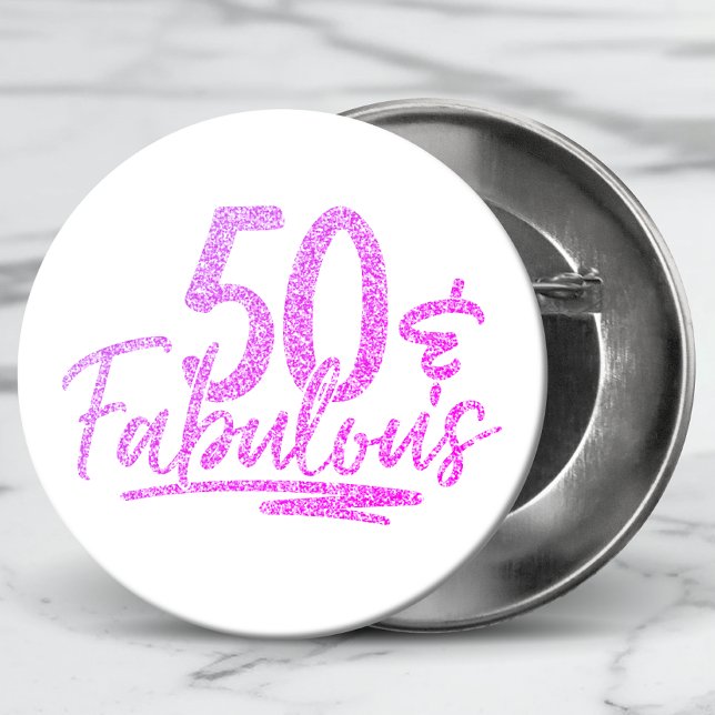 50 & Fabulous Purple Glitter 50th Birthday Sparkle 3 Cm Round Badge (Creator Uploaded)