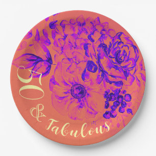 50 & Fabulous Retro Floral  Paper Plate