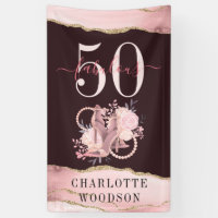 50 Fabulous Rose Gold Glitter Agate Elegant Banner