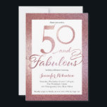 50 Fabulous Rose Gold Glitter Birthday Party Invitation<br><div class="desc">50 & fabulous birthday party invitation in rose gold glitter.</div>