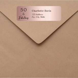 50 Fabulous rose gold Return Address