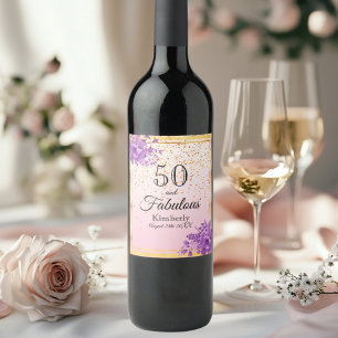 50 fabulous rose gold violet florals wine label