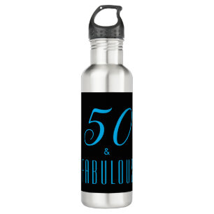 50 & Fabulous Sky Blue Black Birthday 710 Ml Water Bottle