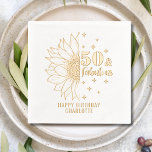 50 & Fabulous Sunflower 50th Birthday Personalised Foil Napkins<br><div class="desc">50 & Fabulous Sunflower 50th Birthday Personalised Name Real Foil Stamped Paper Napkins features the text "50 & Fabulous" with "Happy Birthday" and your personalised name below in modern calligraphy script typography and accented with a gorgeous sunflower and stars. Perfect for fiftieth birthday parties. Created by Evco Studio www.zazzle.com/store/evcostudio</div>
