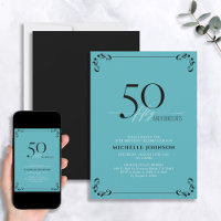 50 & Fabulous Turquoise Black & White Birthday