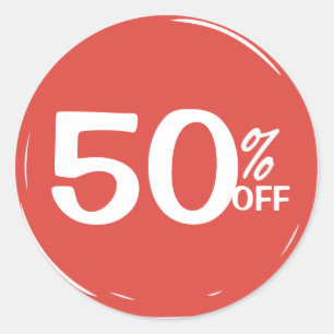 50% Fifty Percent OFF Discount Sale Classic Round Sticker