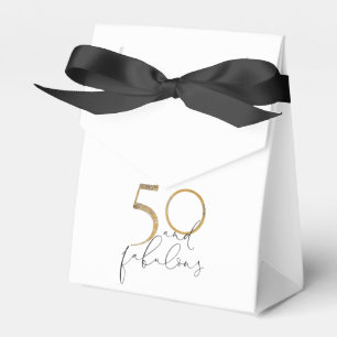 50 & Flawless Gold Glack & White Script Birthday Favour Box