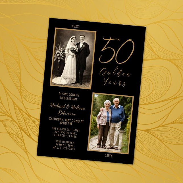 50 Golden Years 50th Wedding Anniversary Gold Invitation (Creator Uploaded)