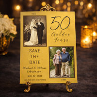 50 Golden Years Save the Date Gold Magnetic Card