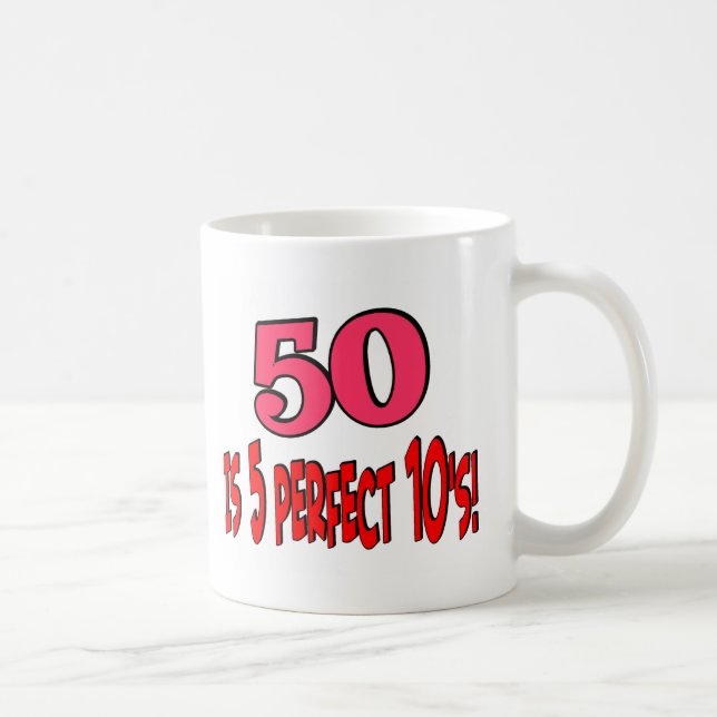 50 is 5 perfect 10s (PINK) Coffee Mug (Right)
