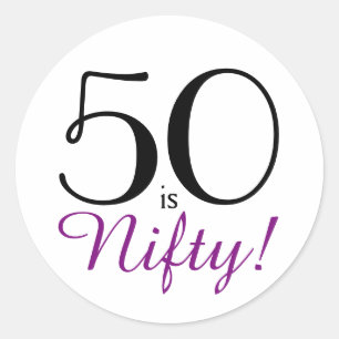 50 is Nifty! 50th Birthday Party Classic Round Sticker