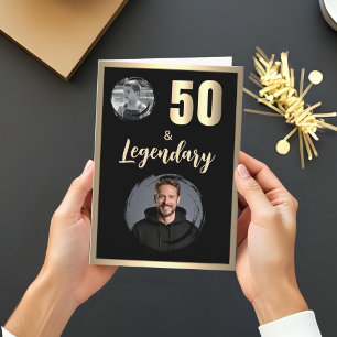 50 & Legendary 2 Photos 50th Birthday Gold Card
