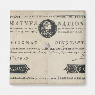 50 livres bank note, 29th October 1790 Magnet
