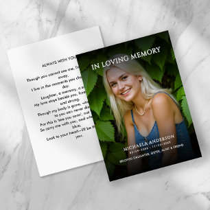50 Modern Funeral Memorial Photo Prayer Cards