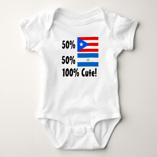 50% Nicaraguan 50% Puerto Rican 100% Cute Baby Bodysuit (Front)