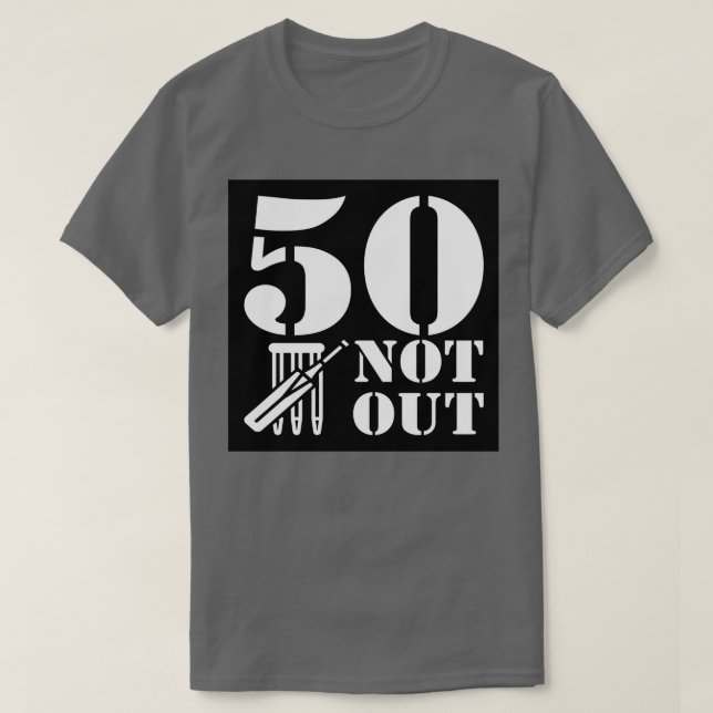 50 Not Out Cricket Design Sticker T-Shirt (Design Front)