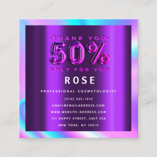 50% Off Discount Logo Holograph Appointment Beauty Card