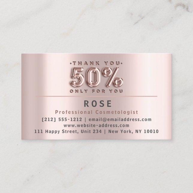 50% Off Discount Next Appointment Logo Thank Rose Card (Front)