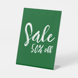 50% off Green Tabletop Sale Sign, Retail Business Pedestal Sign