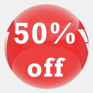 50% Off (Percent) Round Glossy Sticker