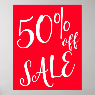 50% Off Sale Sign, Red Boutique Sale Sign, Retail Poster