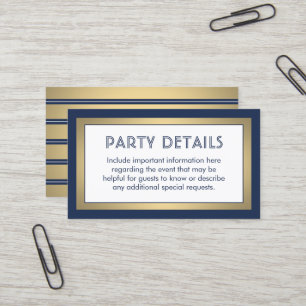 50 Pack Details Enclosure Navy Blue, White & Gold Business Card