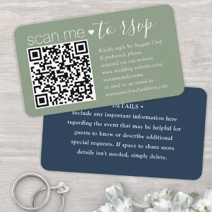 50 Pack DIY Colours Sage & Blue Details & QR RSVP Business Card