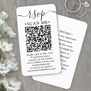 50 Pack QR Code Wedding RSVP & Details Enclosure Business Card