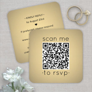 50 Pack QR RSVP Wedding Faux Gold Foil Enclosure Square Business Card