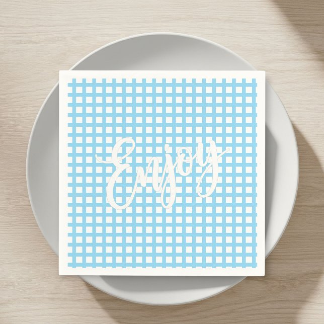 50 Paper Napkins – Nautical Blue & White Checkered (Creator Uploaded)