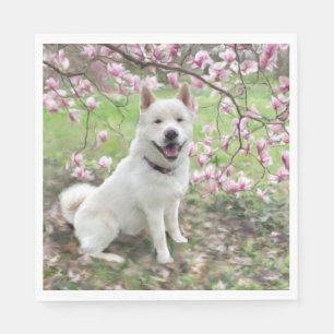 50 Paper Napkins - White Akita