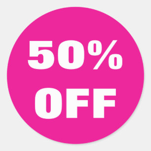 50 Percent Off neon stickers for sales promotions