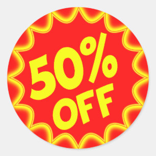 50 PERCENT OFF RETAIL LABEL