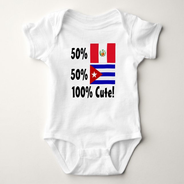 50% Peruvian 50% Cuban 100% Cute Baby Bodysuit (Front)