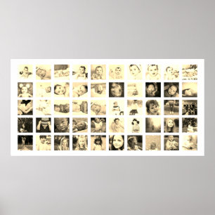 50 Photo Collage Personalized (Sepia) Poster