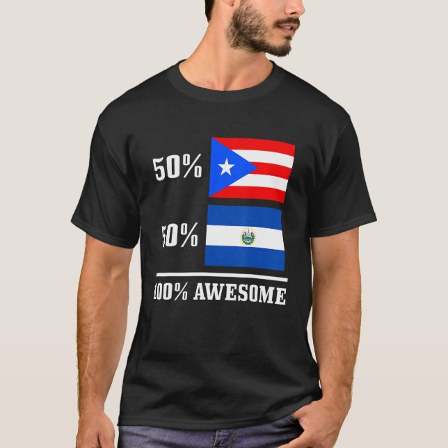 50 Puerto Rico 50 El Salvador Puerto Rican Salvado T-Shirt (Front)