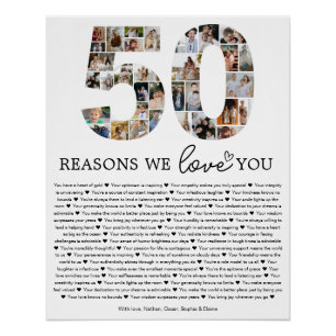 50 Reasons We Love You Photo Collage Keepsake Gift Poster