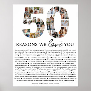 50 Reasons We Love You Photo Collage Keepsake Gift Poster