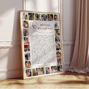 50 Reasons We Love You Photo Collage Keepsake Gift Poster