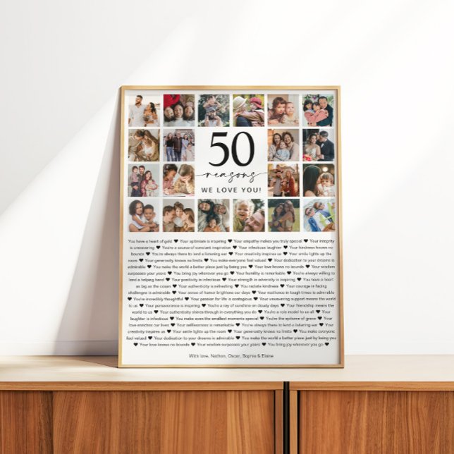 50 Reasons We Love You Photo Collage Keepsake Gift Poster (Creator Uploaded)
