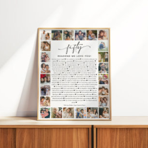 50 Reasons We Love You Photo Collage Keepsake Gift Poster