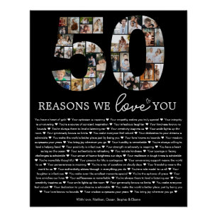 50 Reasons We Love You Photo Collage Keepsake Gift Poster