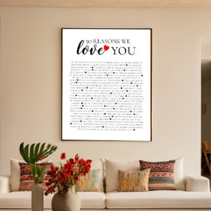 50 reasons why we love you 50th 60th birthday gift poster
